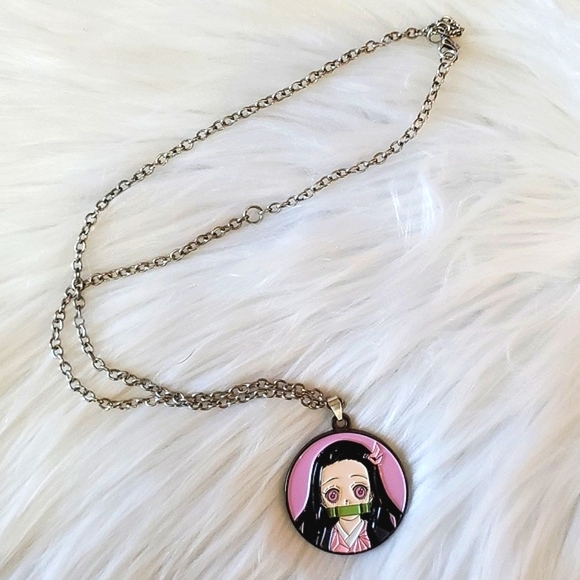 Hot Topic Demon Slayer: Kimetsu No Yaiba Nezuko Circular Enamel Pendant Necklace - Picture 3 of 10